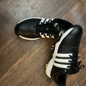 Youth Adidas Black and White Golf Shoes